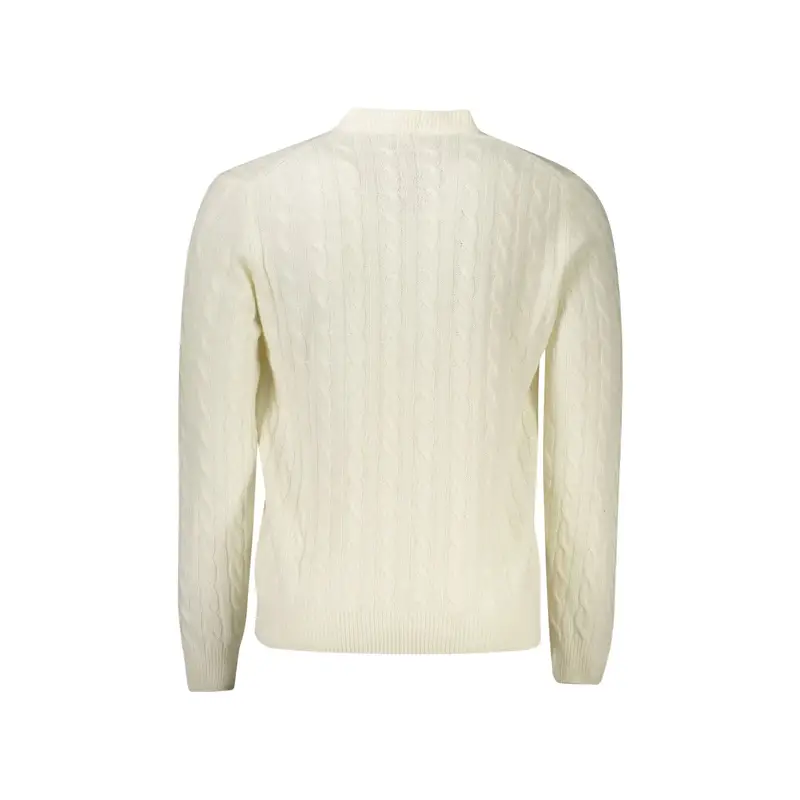 Maglione Uomo Bianco Girocollo a Treccia in Lana miniatura 2