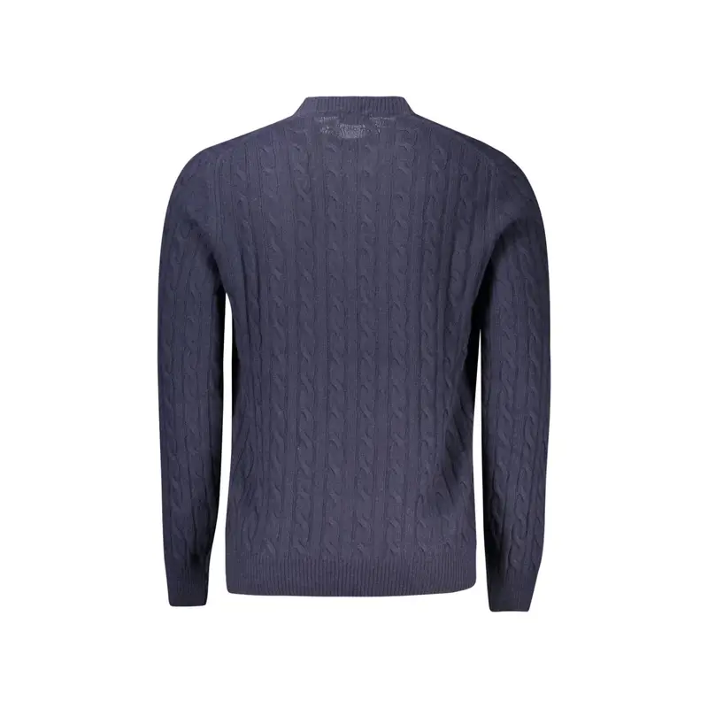 Maglione Uomo Blu Girocollo a Treccia in Lana miniatura 2