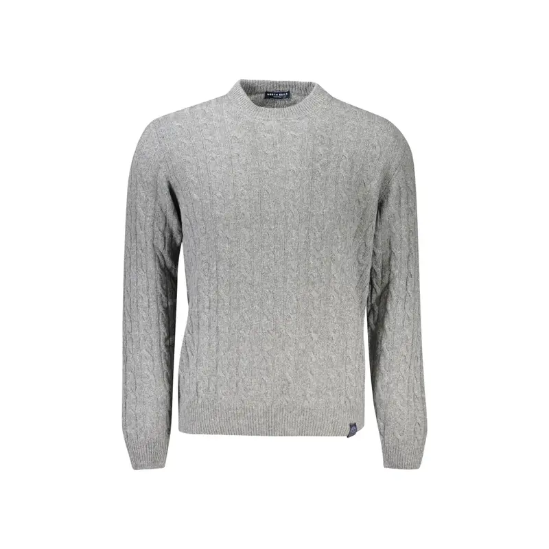 Maglione Uomo Grigio Girocollo a Treccia in Lana