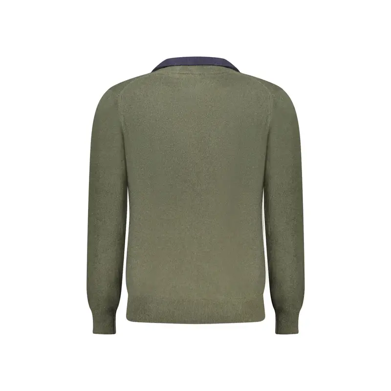Maglione Uomo Verde Mezza Zip in Lana e Cachemire miniatura 2