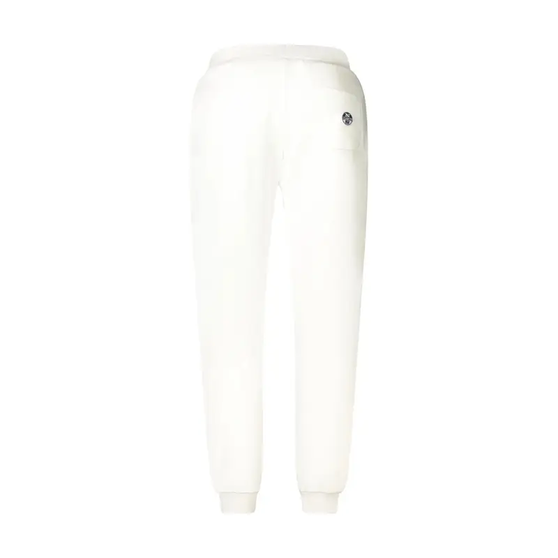 Pantalone Tuta Uomo Bianco Garzato Elastico Applicazione Logo miniatura 2