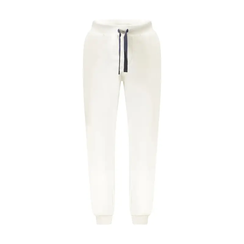 Pantalone Tuta Uomo Bianco Garzato Elastico Applicazione Logo