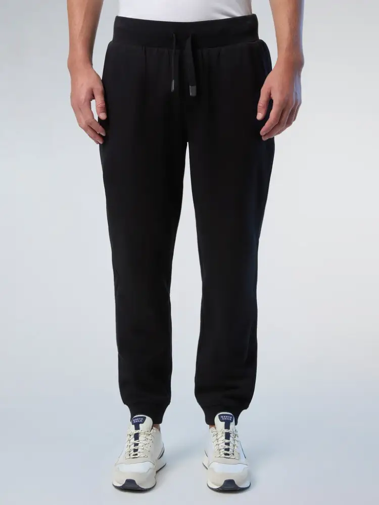pantaloni jogging in cotone nero con logo