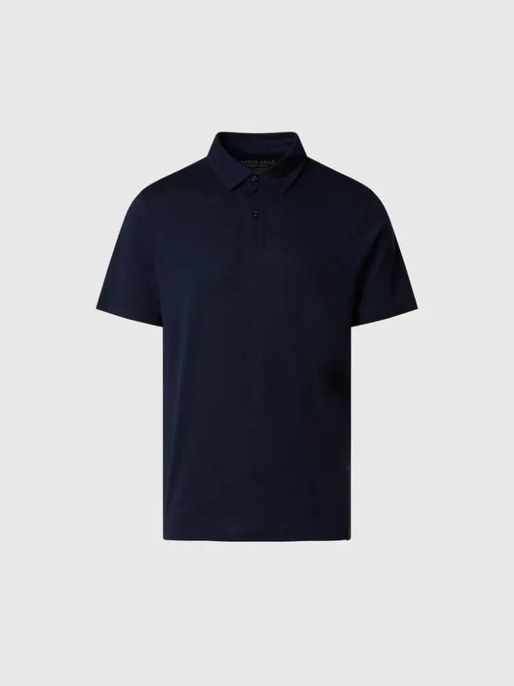 polo in jersey blu tencel con logo