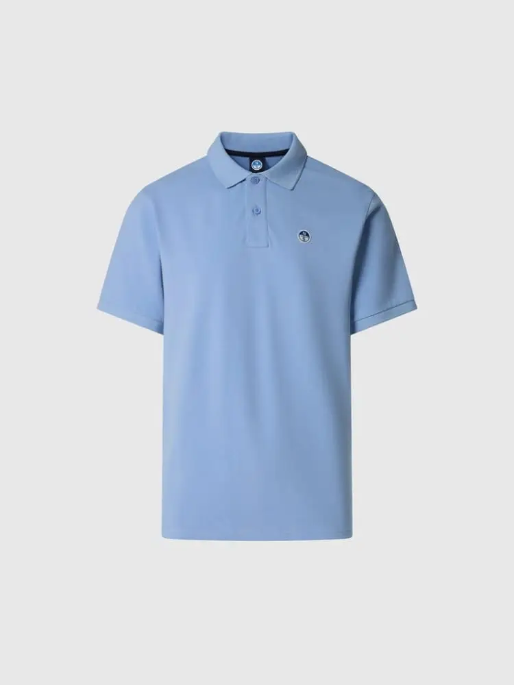 polo in piquet di cotone celeste con patch logo