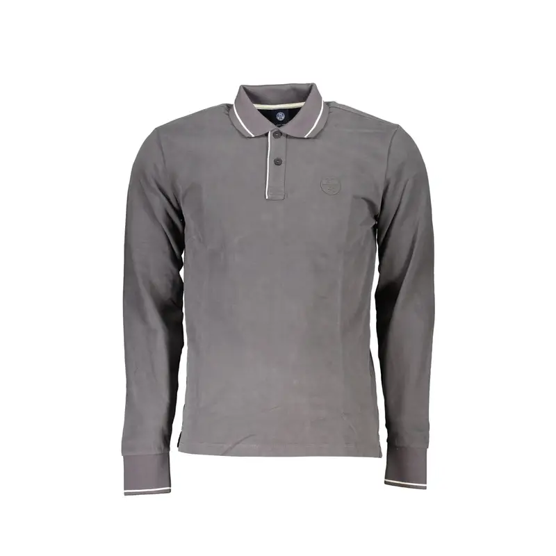 Polo Maniche Lunghe Uomo Grigia Ricamo Logo Grigio