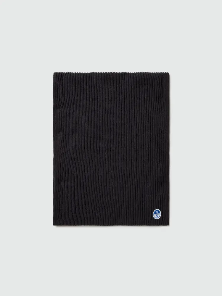 sciarpa a coste con logo nero