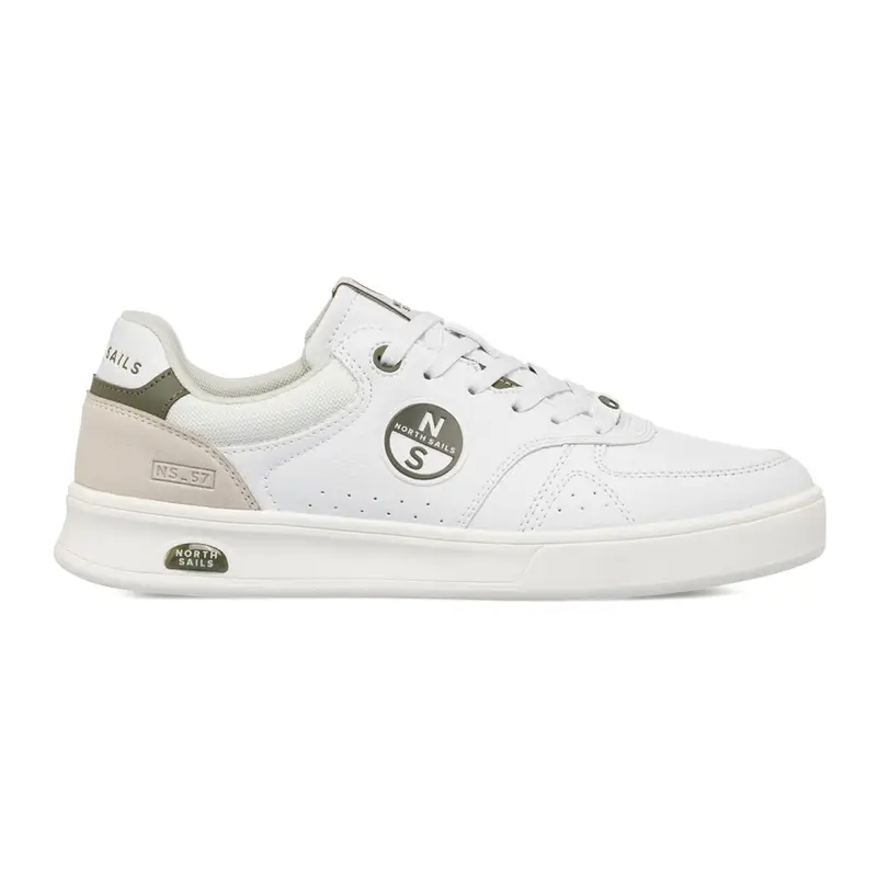 Sneakers bianche da uomo con lacci e stemma laterale