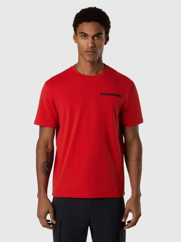 t-shirt in in jersey di cotone organico stretch rosso con lettering north sails in rilievo miniatura 2