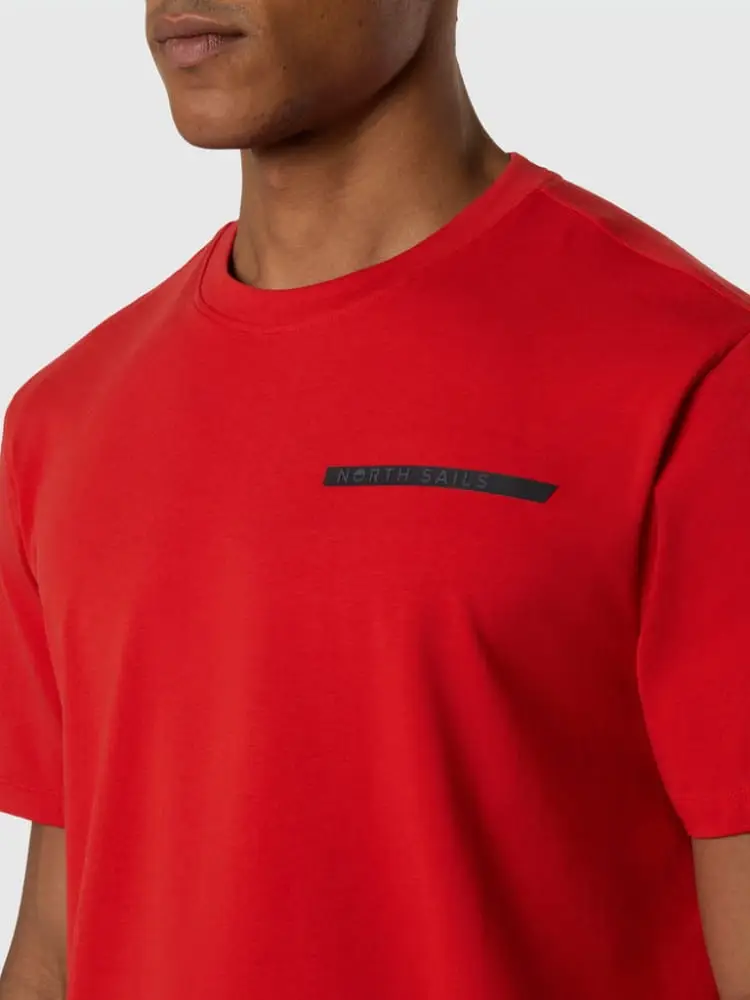 t-shirt in in jersey di cotone organico stretch rosso con lettering north sails in rilievo miniatura 3