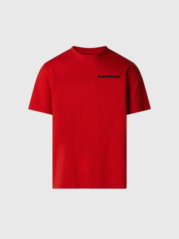 t-shirt in in jersey di cotone organico stretch rosso con lettering north sails in rilievo