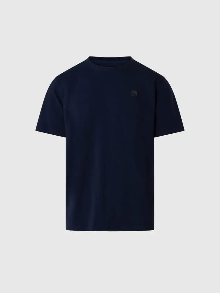 t-shirt in tessuto tech blu scuro con logo