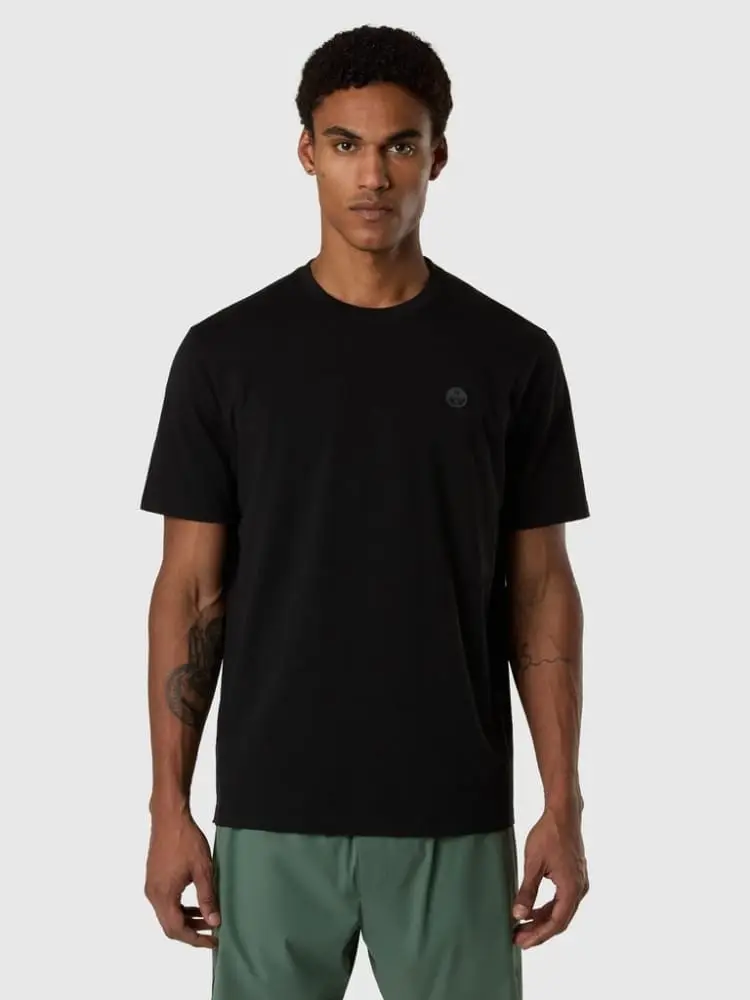 t-shirt in tessuto tech nero con logo miniatura 2