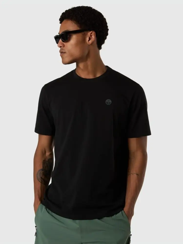 t-shirt in tessuto tech nero con logo miniatura 3