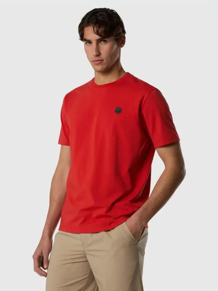 t-shirt in tessuto tech rosso con logo miniatura 2