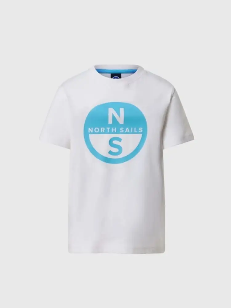 t-shirt kids/junior in cotone bianco con maxi logo