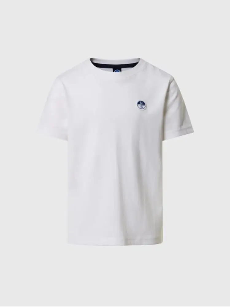 t-shirt kids/junior in cotone bianco con patch logo
