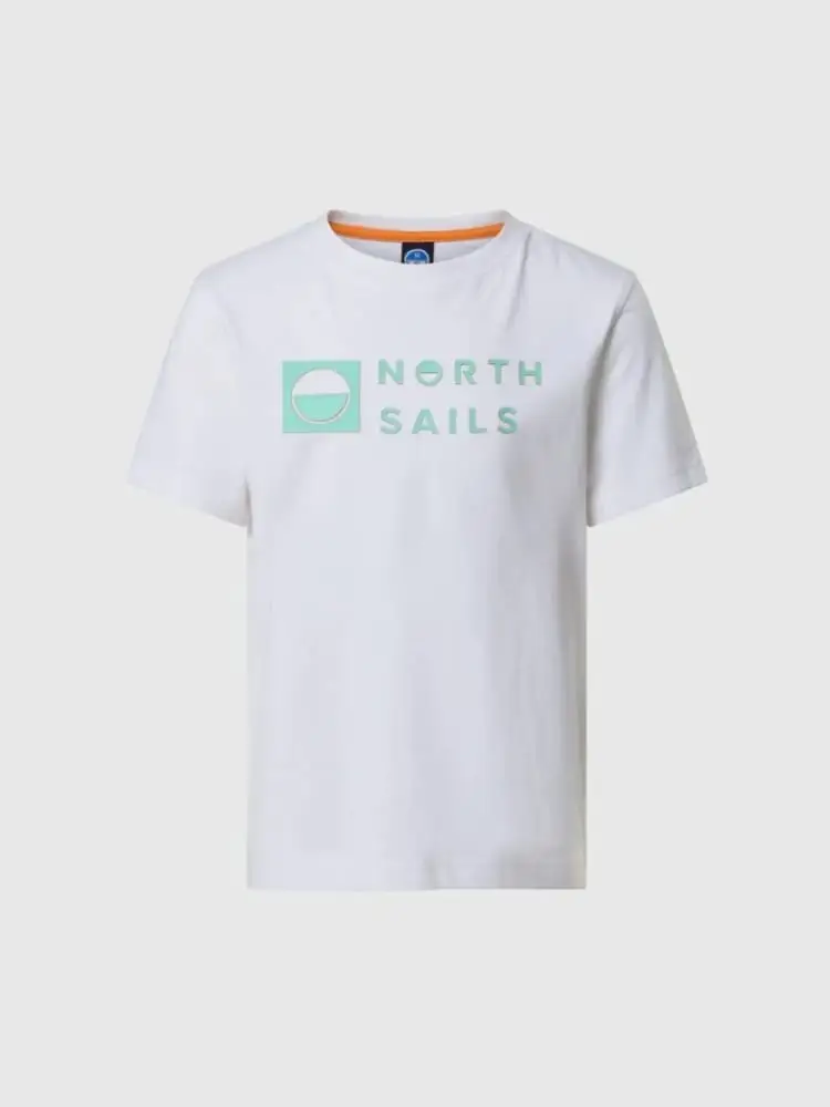 t-shirt kids/junior in cotone bianco con stampa logo