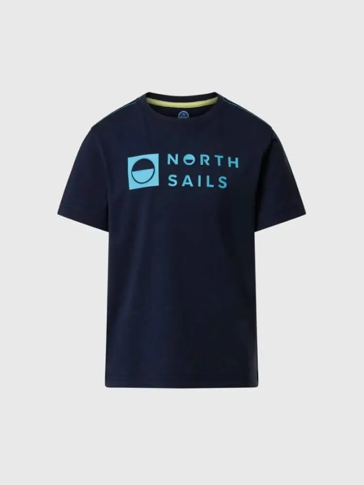 t-shirt kids/junior in cotone blu navy con stampa logo