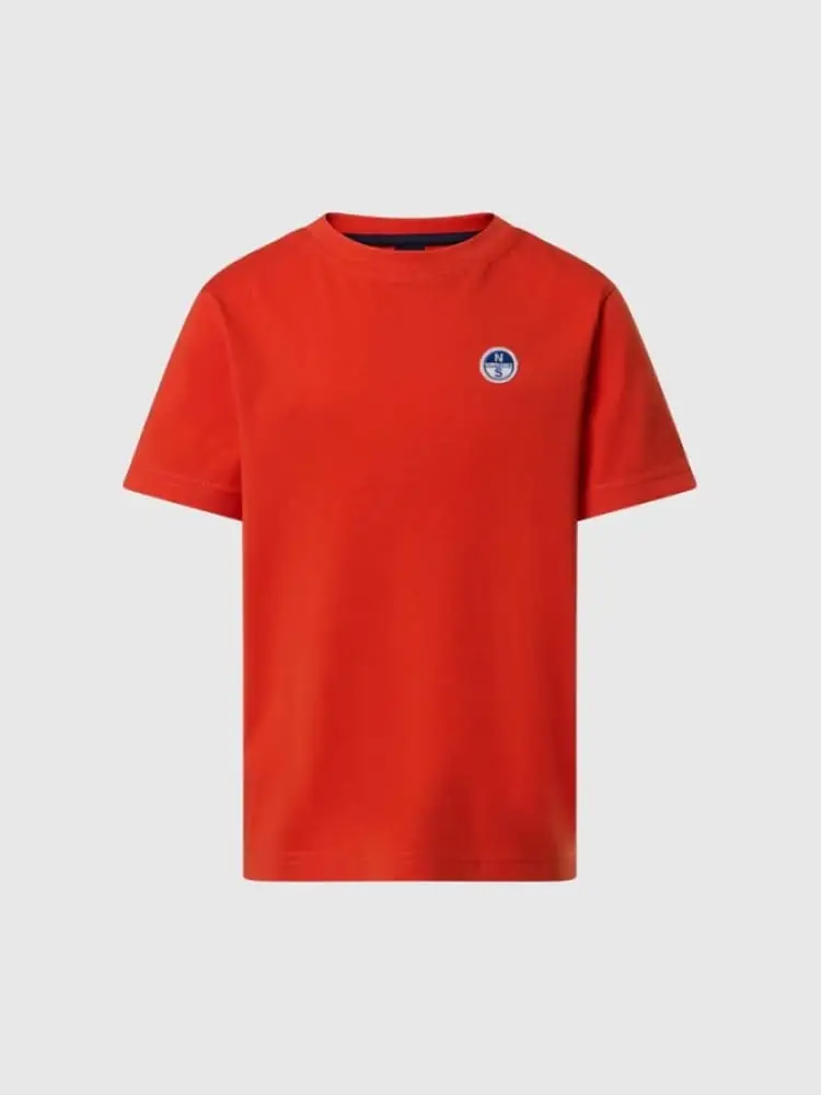 t-shirt kids/junior in cotone rosso con patch logo