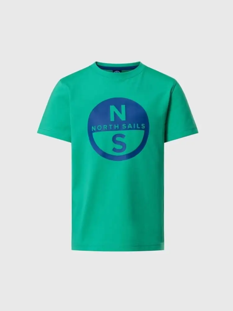 t-shirt kids/junior in cotone verde con maxi logo
