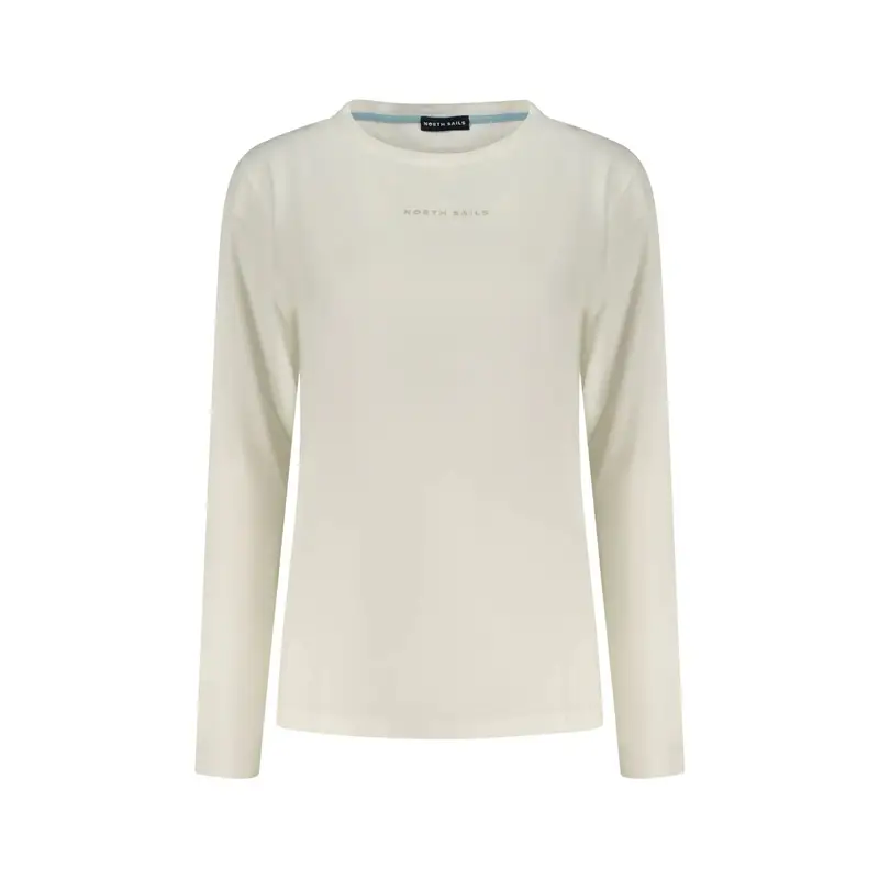 T-Shirt Maniche Lunghe Donna Bianca Stampa in Rilievo Bianco