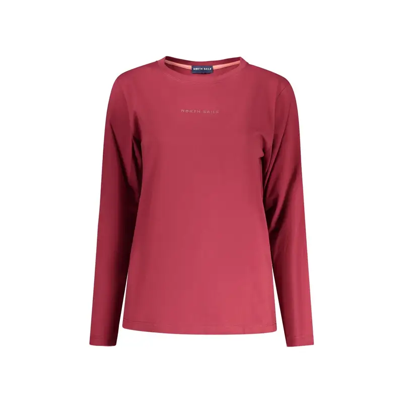 T-Shirt Maniche Lunghe Donna Rossa Stampa in Rilievo Logo Rosso