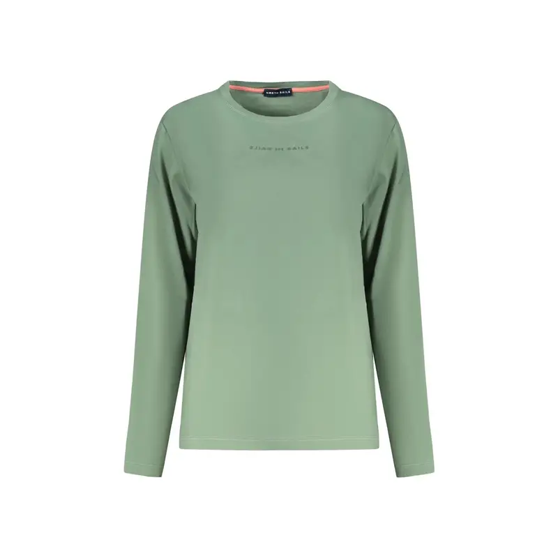 T-Shirt Maniche Lunghe Donna Verde Stampa in Rilievo Logo
