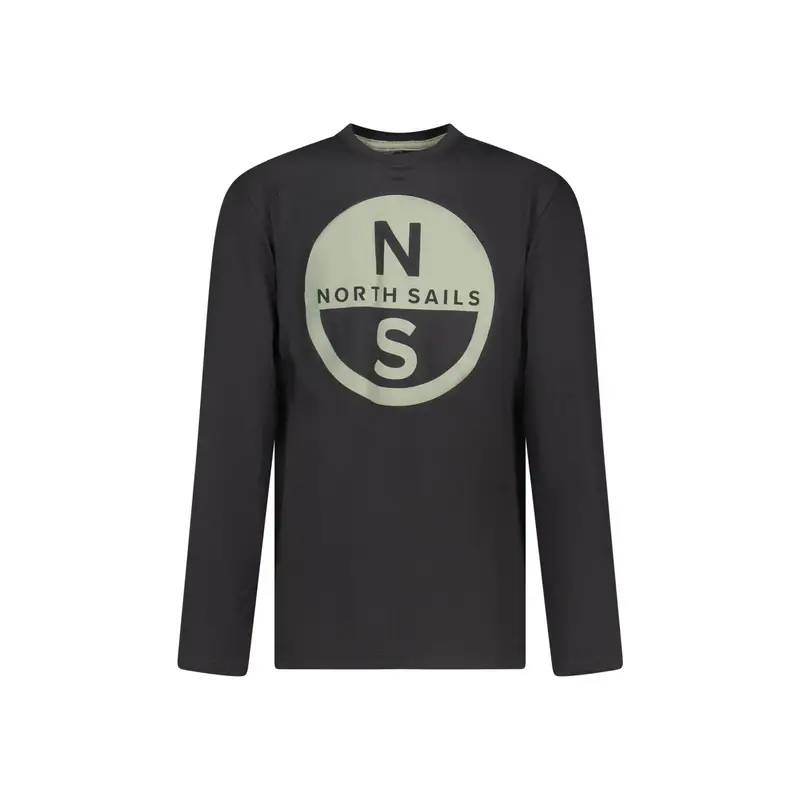 T-Shirt Maniche Lunghe Unisex Nera Stampa Logo Nero