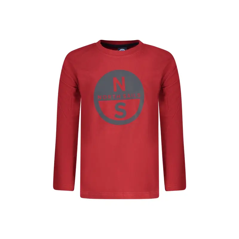 T-Shirt Maniche Lunghe Unisex Rossa Stampa Logo Rosso