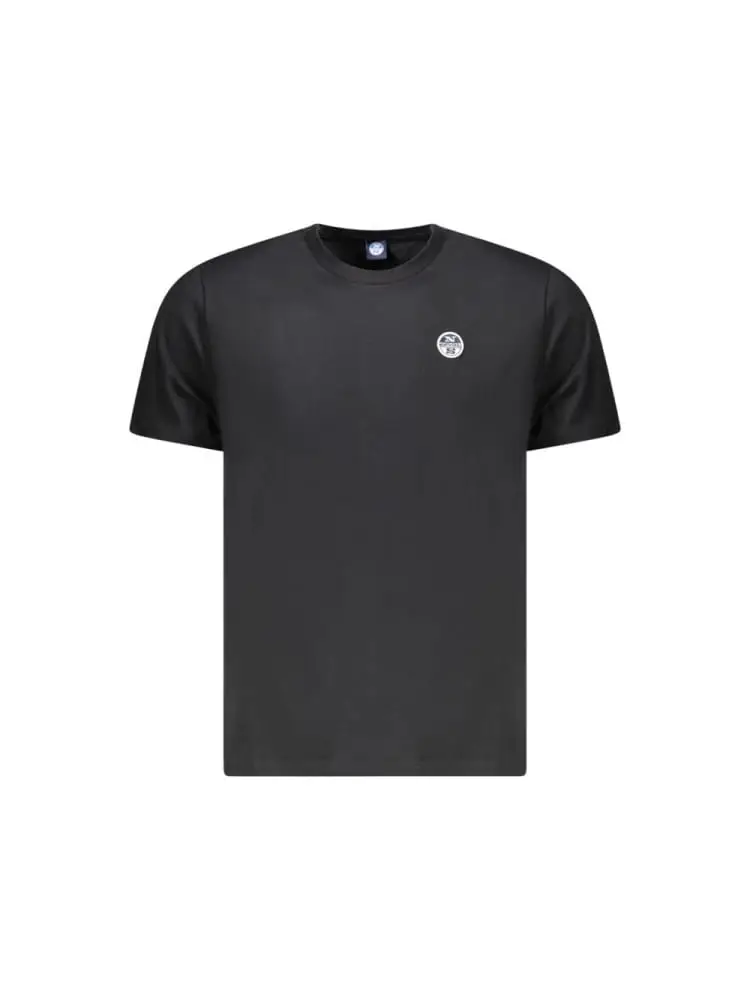 t-shirt uomo in cotone nero con patch logo miniatura 2