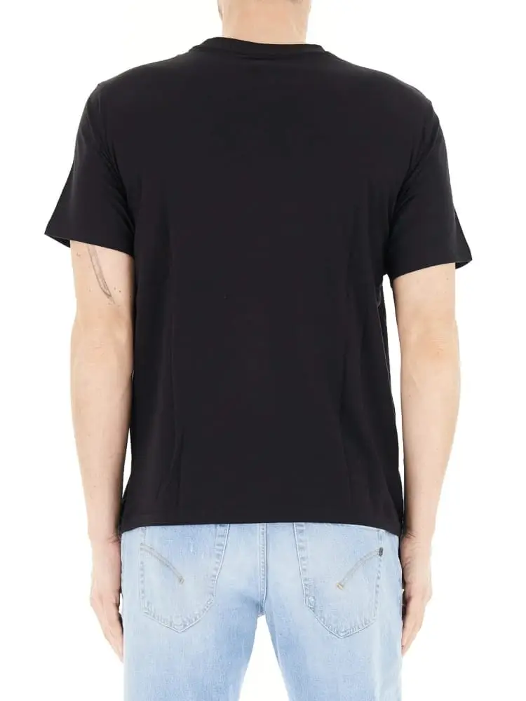 t-shirt uomo in cotone nero con patch logo miniatura 3