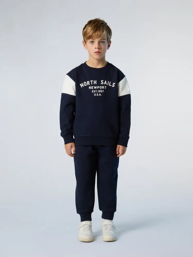 tuta kids/junior in cotone blu con stampa newport