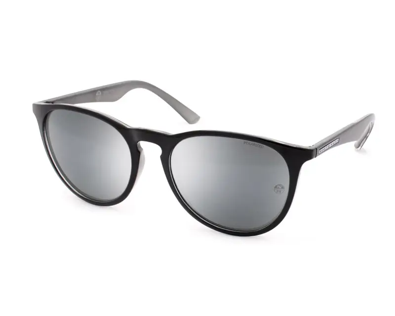 North Sails Unisex Terra Nova NS029 Occhiali da sole Plastica Nero Argento Rotonda Polarizzata