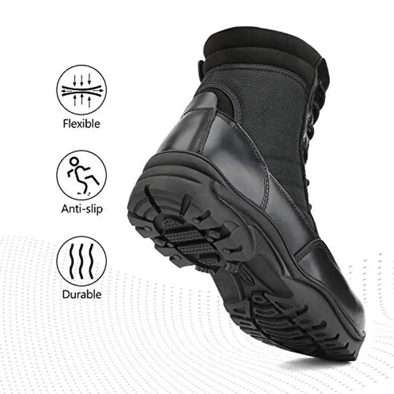 NORTIV 8 Stivali da Lavoro Tattici Militari da Uomo Stivali da Combattimento da Moto in Pelle con Cerniera miniatura 3
