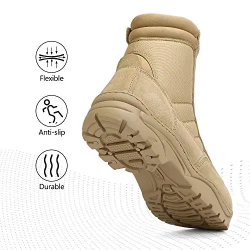 NORTIV 8 Stivali da Lavoro Tattici Militari da Uomo Stivali da Combattimento da Moto in Pelle con Cerniera miniatura 2
