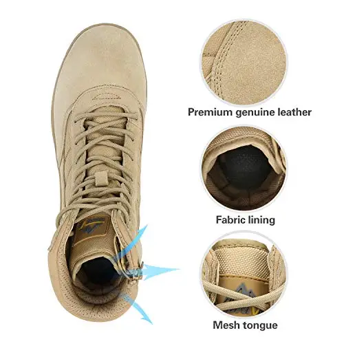 NORTIV 8 Stivali da Lavoro Tattici Militari da Uomo Stivali da Combattimento da Moto in Pelle con Cerniera miniatura 3