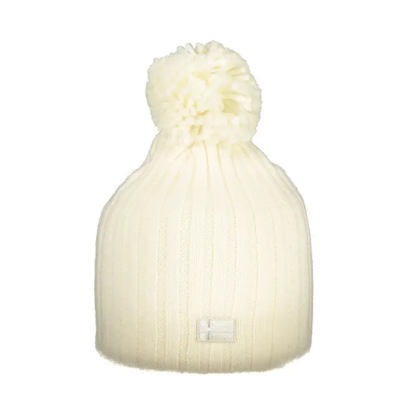Berretto Donna Bianco con Pompon e Logo