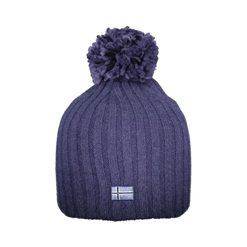 Berretto Donna Blu con Pompon e Logo