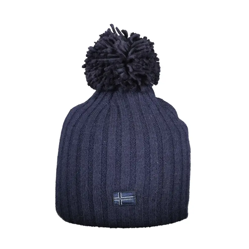 Berretto Donna Blu con Pompon e Logo