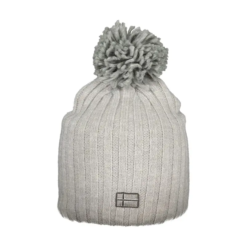 Berretto Donna Grigio con Pompon e Logo