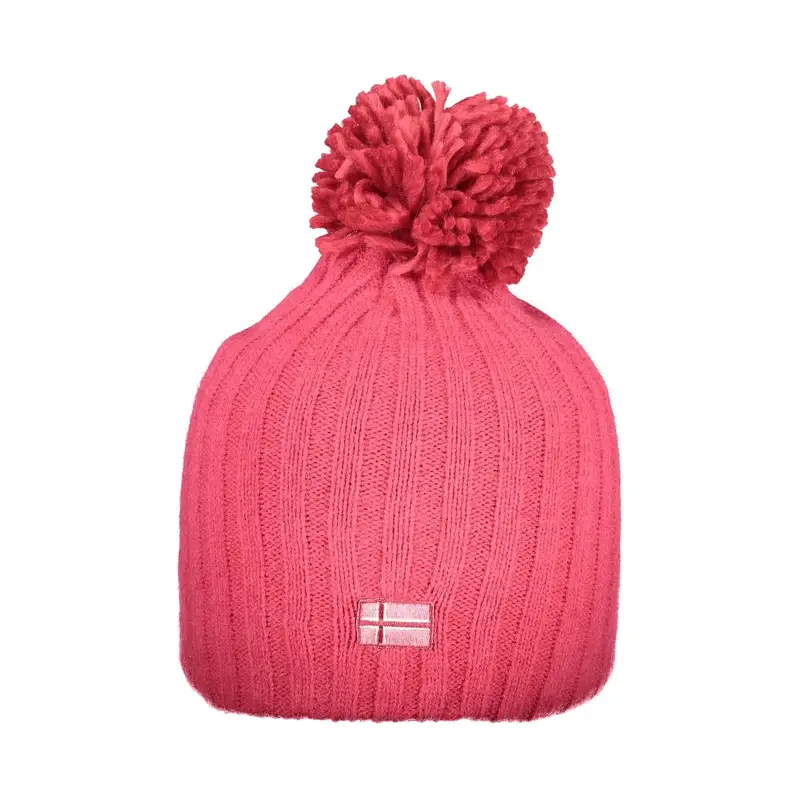 Berretto Donna Rosa con Pompon e Logo