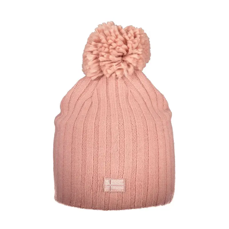 Berretto Donna Rosa con Pompon e Logo