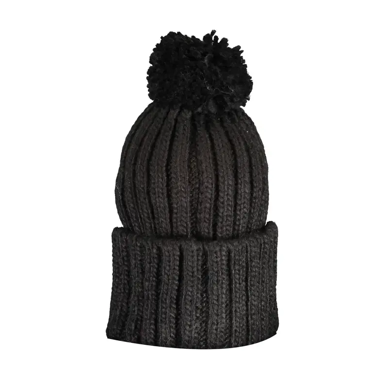 Berretto Uomo Nero con Ponpon e Ricamo Logo miniatura 2
