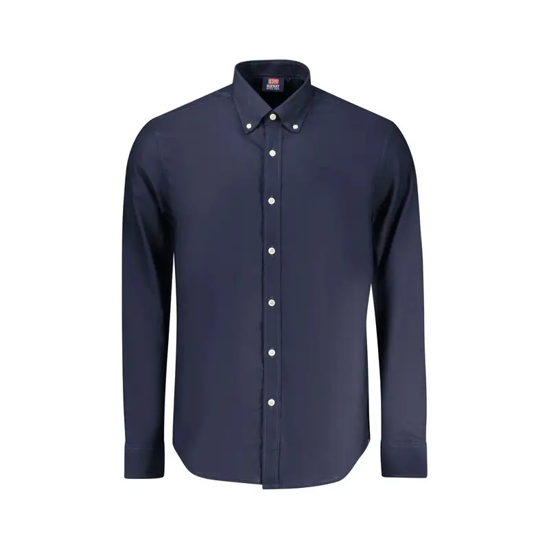 Camicia Maniche Lunghe Uomo Blu Collo Button Down