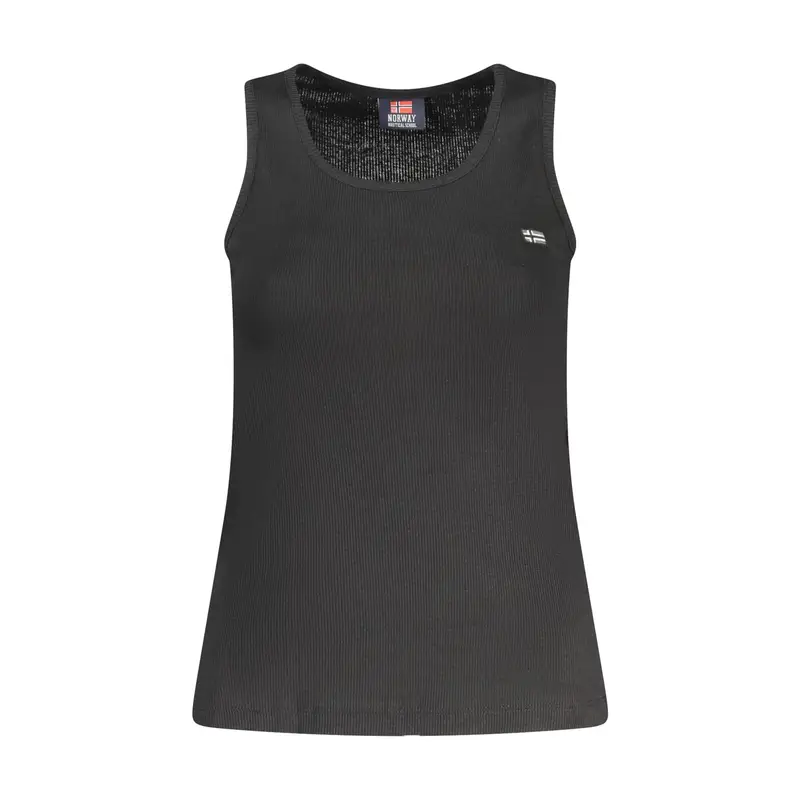 Canotta Donna Nera Ricamo Logo Nero