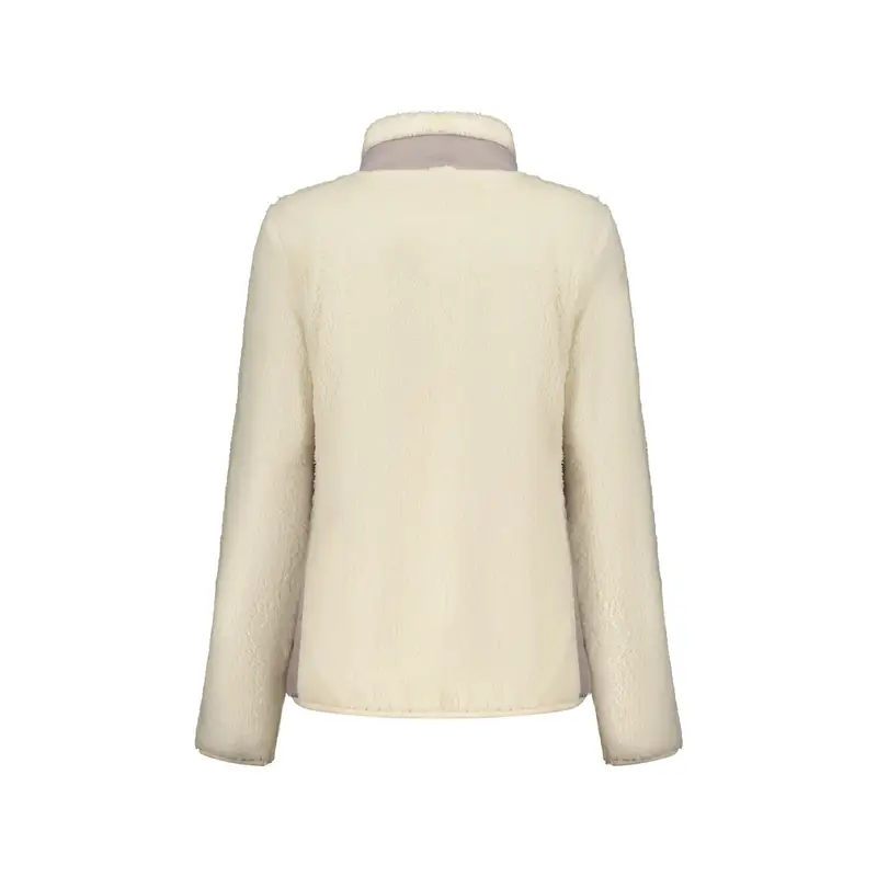 Felpa Donna Bianca con Zip Peluche Applicazione Logo Bianco miniatura 2
