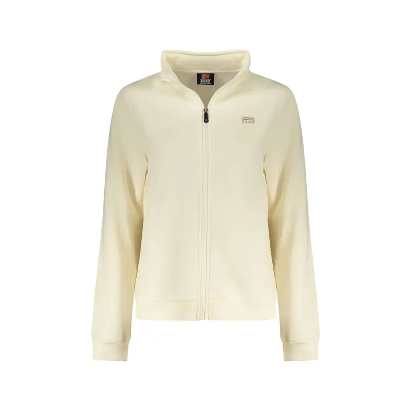 Felpa Donna Bianco Zip Felpata Applicazione Logo