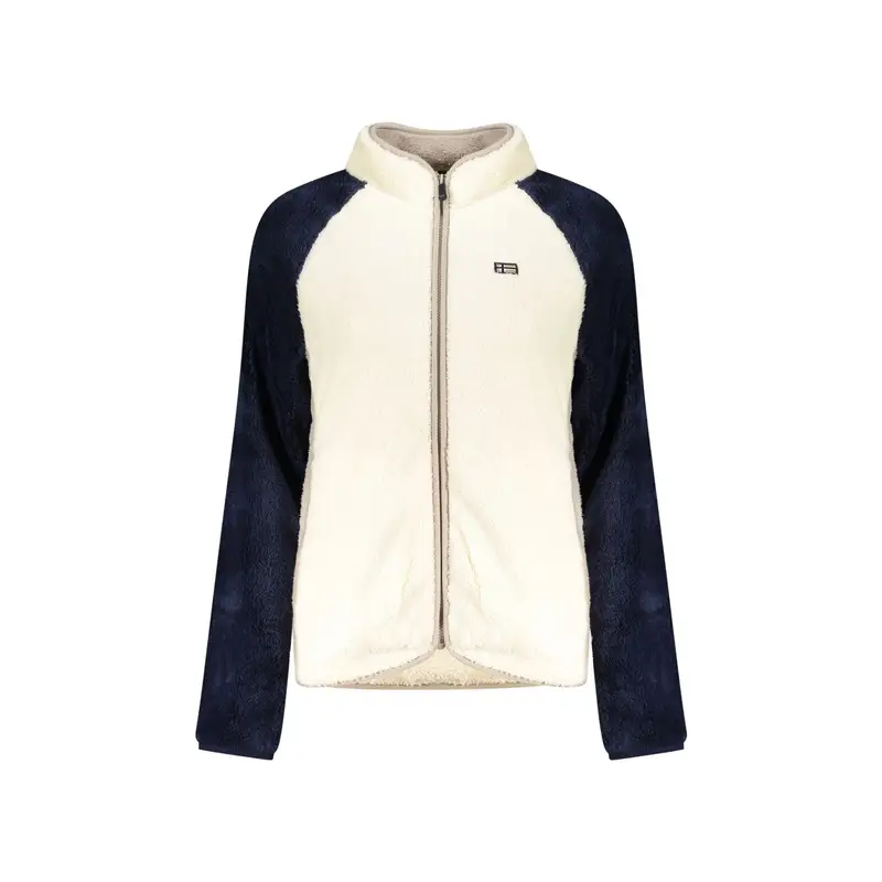 Felpa Donna Bianco Zip Felpata Tasche Ricamo Logo