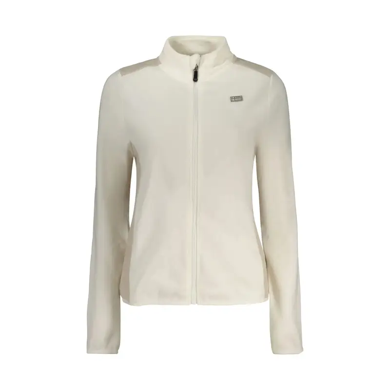 Felpa Donna Bianco Zip Pile Dettagli Logo